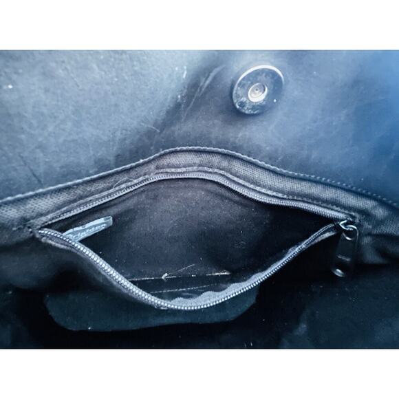 Vintage Brighton Black Leather Caroline Bucket Bag Purse Hearts Brown Croc Tote - Picture 15 of 16